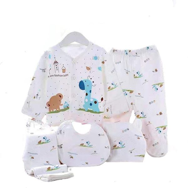 

newborn baby clothing suits 0-3 months cartoon cotton 5pcs set girl outfits, White