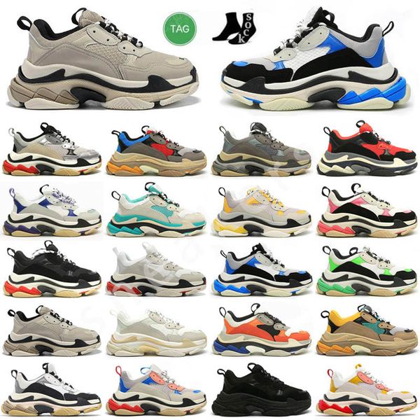 

2022 fashion triple s 3.0 casual shoes chunk dad shoe light green royal grey washed black pink glow in the dark metallic silver men women pl