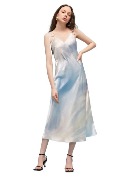 

x corsicana ring linked tie shoulder satin cami dress 863x#, Black;gray