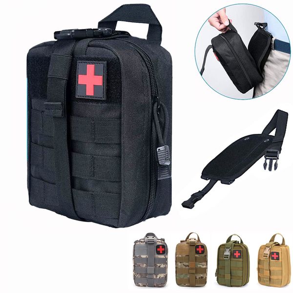 

molle tactical first aid utility nylon bag edc waist pack hiking hunting accessories outdoor survival emergenc pouch 220507, Black;red