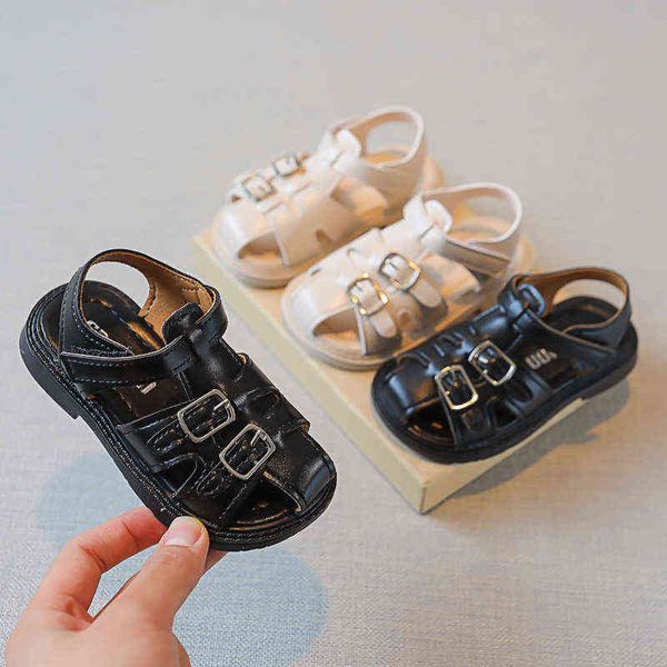 

cozulma children summer sandals for boys black white non-slip soft sole shoes toddler girls roman style sandals baby cute shoes g220512, Black;red