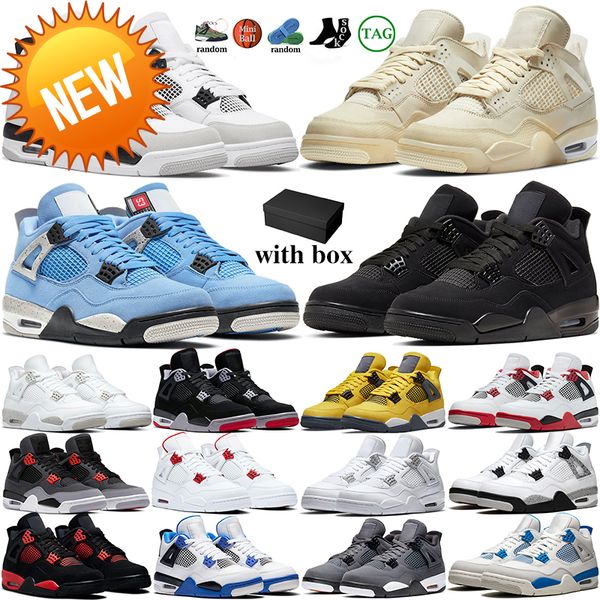 

boots with box 4s basketball shoes women men 4 military black cat white oreo fire red