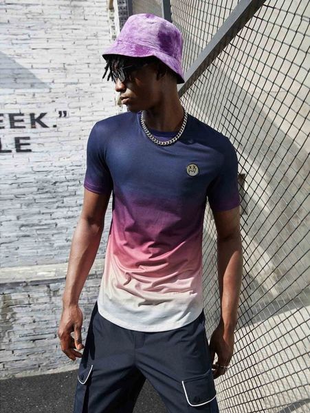 

men cartoon patch ombre tee s3k5#, White;black