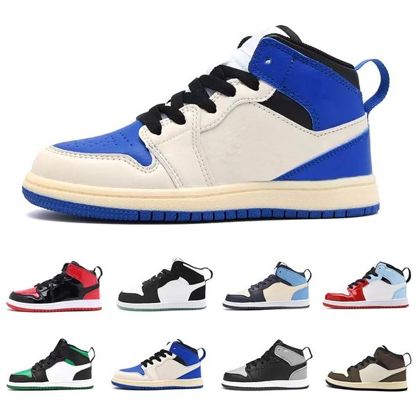 

infants 1s toddler 1 kids basketball shoes bred patent preschool ps dark mocha fragment children child sneakers unc shadow pine green athlet, Black