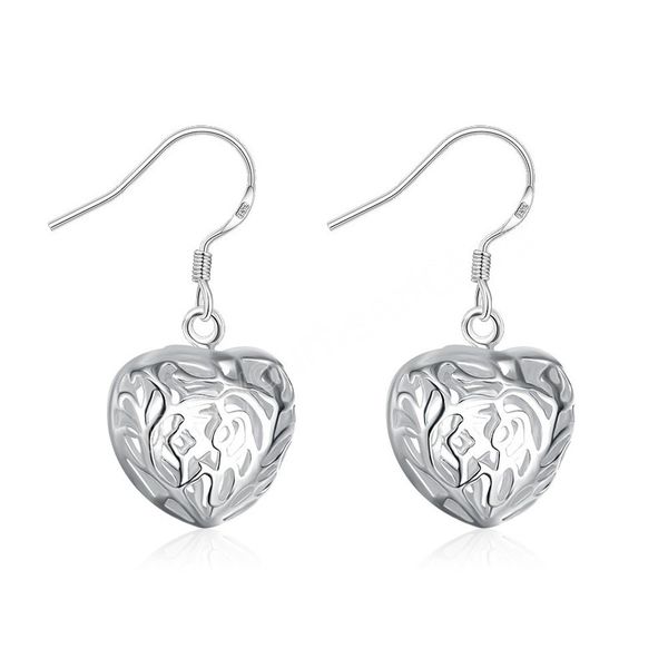 

925 sterling silver hollow heart-shaped geometric dangle earrings charm women jewelry fashion wedding engagement party gift