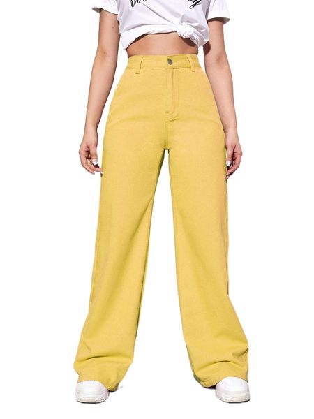 

high waist wide leg jeans v1ox#, Blue
