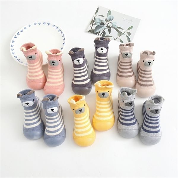 

baby indoor shoes for autum and winter todder stripe thick cotton soft-soled shoes breathable non-slip socks shoes lj201214