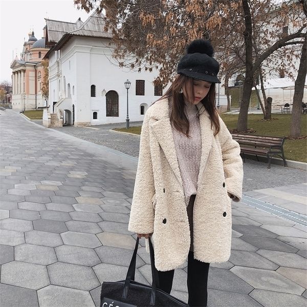

mishow lamb wool coat female winter korean loose sheep hair velvet fur coat jacket streetwear women coat mx18d6508 201127, Black