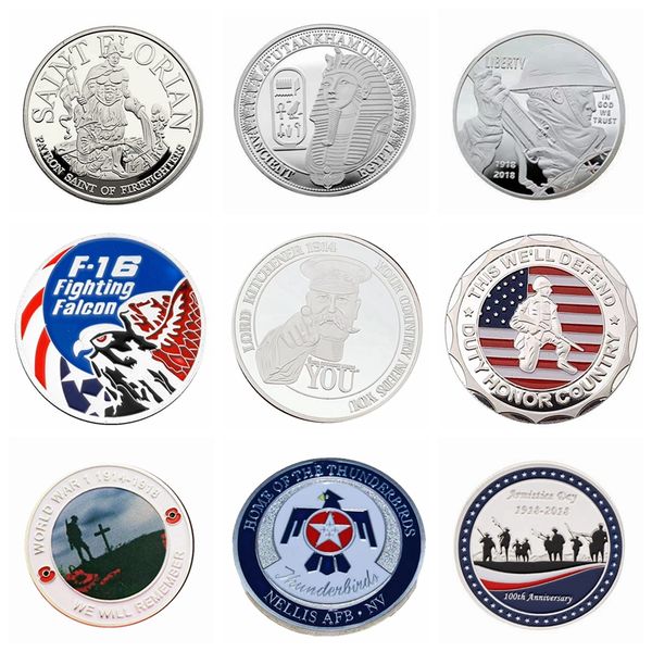 

5pcs metal crafts sample order us army core values silver challenge coin us military badges/souvenir