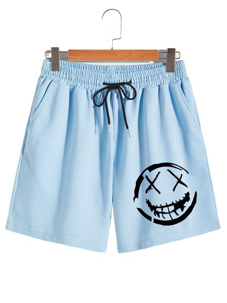 

men expression print drawstring waist shorts r7fa#, White;black