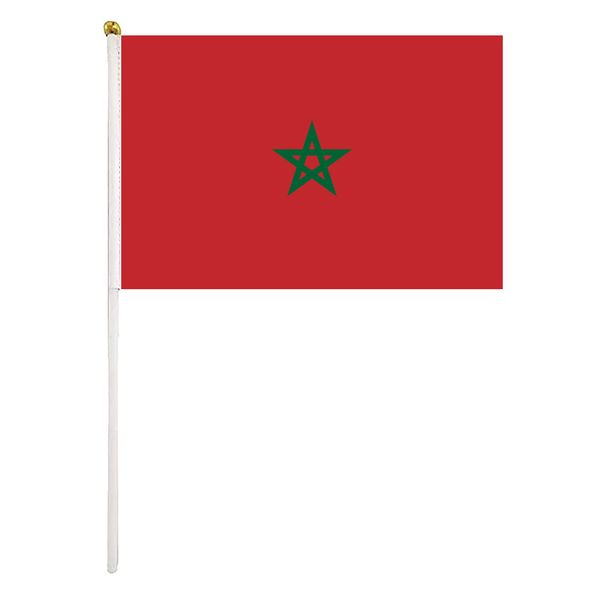 

morocco flag 14x21cm 2022 qatar world cup hand waving flag fans cheering flags with plastic flagpole for activity parade sports home decor