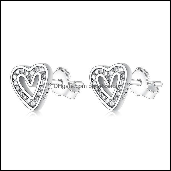 

stud earrings jewelry 925 sterling sier studs minimal ethnic handmade heart mix zirconia brinco boucle doreille pendientes dhafj, Golden;silver