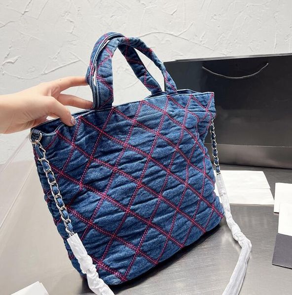 

luxurys shoulder shopping bag totes denim material designer bags handbags plain washed denim letter travel large capacity crossbody purses t