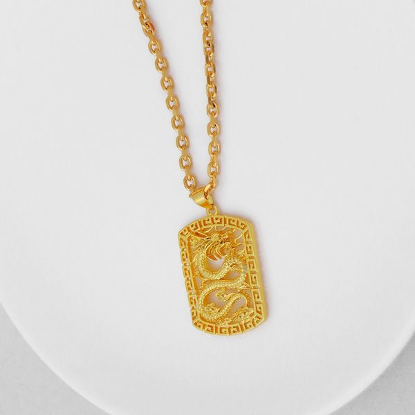 

hollow dragon women men pendant chain 18k yellow gold filled fashion classic jewelry gift, Silver