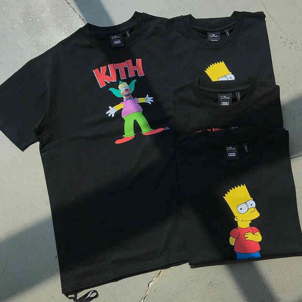 T-shirt Marchio di moda da uomo Kith Co Branded Animation Simpsons una maglietta stampata a maniche corte 7fs8269V