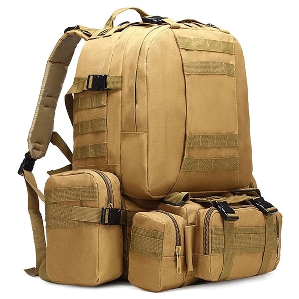 50L Тактический рюкзак 4 в 1 военные сумки армия рюкзак рюкзак Molle Outdoor Sport Bag Men Men Camping Liding Traving Tracking Bag 220721