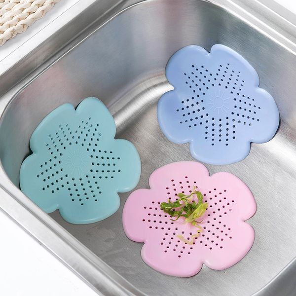 Scarico per lavello da cucina a forma di fiore Raccoglitore per capelli in silicone Tappo per bagno Filtri Copertura per doccia Filtri per lavabo Scarico a pavimento