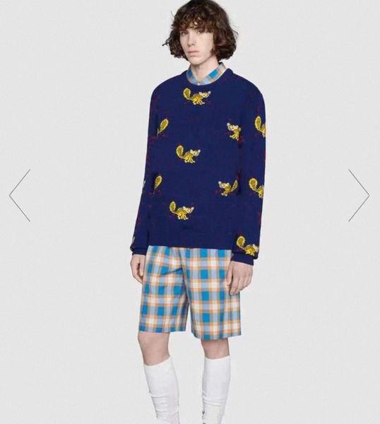 

2022 autumn and winter new jacquard round neck mens sweater for men and women with casual loose long sleeve knitted printed s  l xl i0ff#, White;black