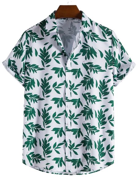 

men plant print shirt w3al#, White;black