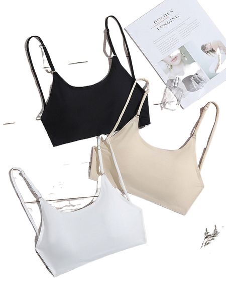 

3pack solid bralette set u1ej#, Black;red