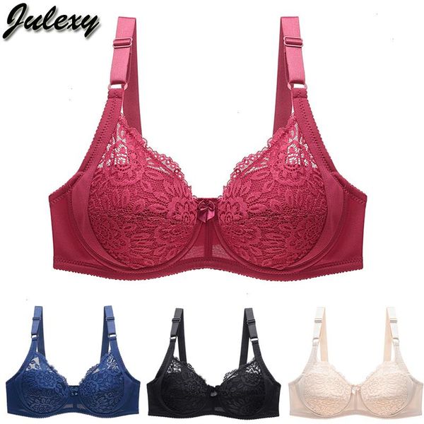 

lace big size women bralette solid plus bra d e f cup underwear, Red;black
