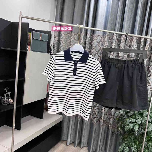 

75% off factory direct online 2022 new knitted stripe women's short sleeve polo shirt five star letter jacquard early autumn bee, White;black