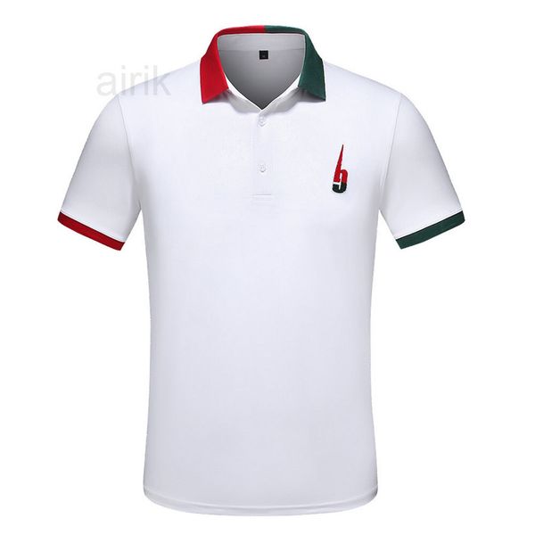 

luxury men's polo shirt t-shirt with embroidered printed cotton short sleeve front custom button casual fashion size m-3xl 670, White;black