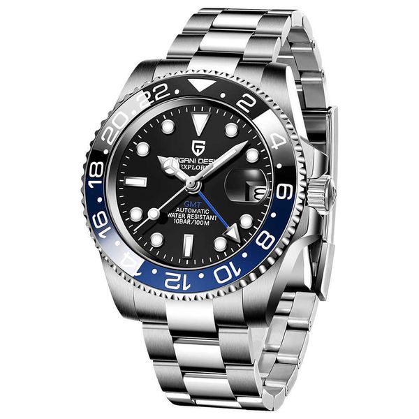 

vintage watch gmt watches digital aaa+ movement red blue batman ceramic bezel stainless steel mens mechanical automatic movement datejust lu, Slivery;brown
