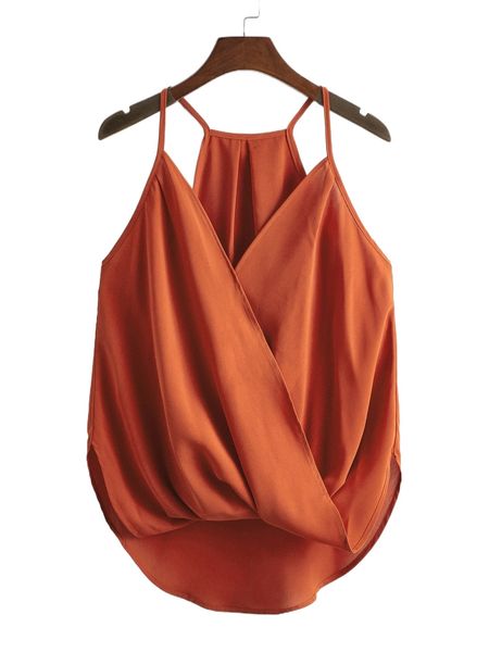 

plus wrap curved hem cami z7vh#, Black