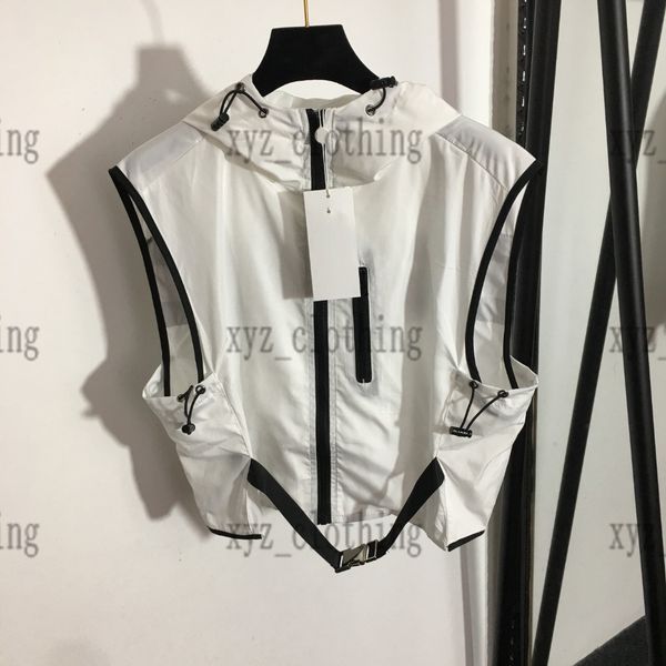 

2022ss designer womens pants sets hooded jackets with shorts suits safety button sleeveless vest jacket zip pocket elastic waist lounge shor, White