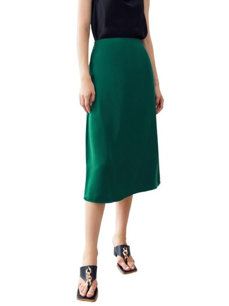 

motf premium 100% silk straight fit skirt u633#, Black