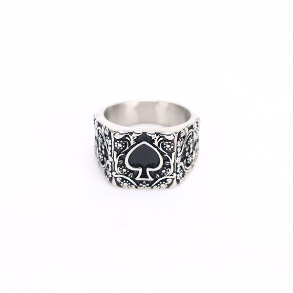 

quality 316l stainless steel ring the ace of spades a rings hip-hop punk men's and women's ring jewelry, Golden;silver