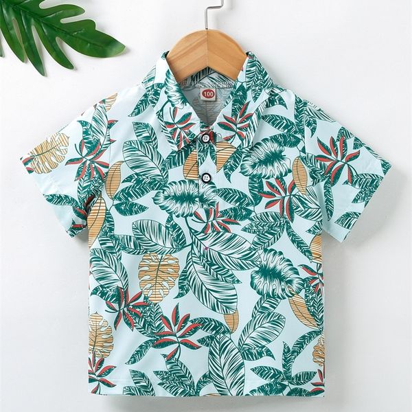 

toddler boys tropical print polo shirt she01, White;black