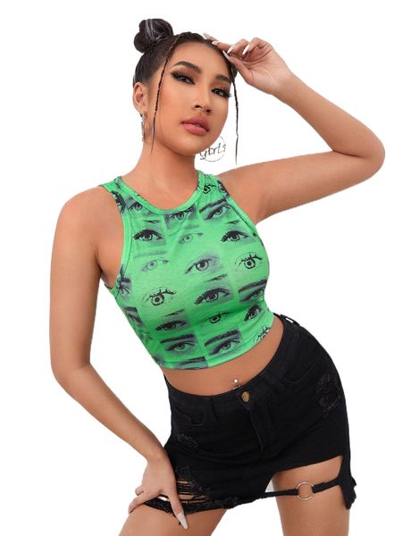 

eye print crop tank j9ut#, White