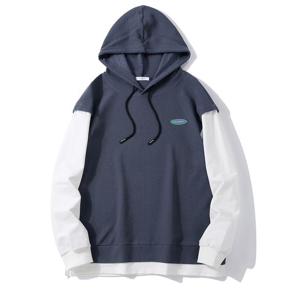 

men's spring autumn hoodies sweatshirts fashion hooded mens sweatshirt casual patchwork streetwear trendy mens hoodie 2022 new, Black