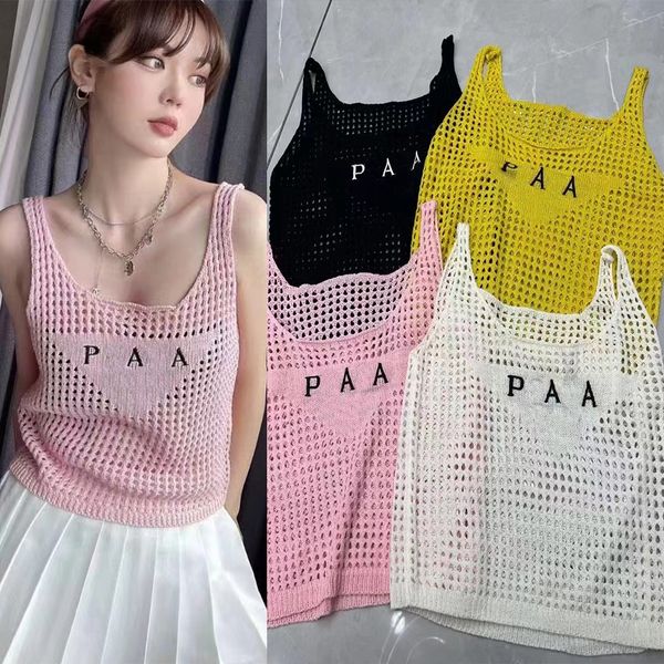 

the latest summer tanks design prd women plus size t-shirt fashion trend hollow embroidery letters loose super cool wide shoulder strap vest, White