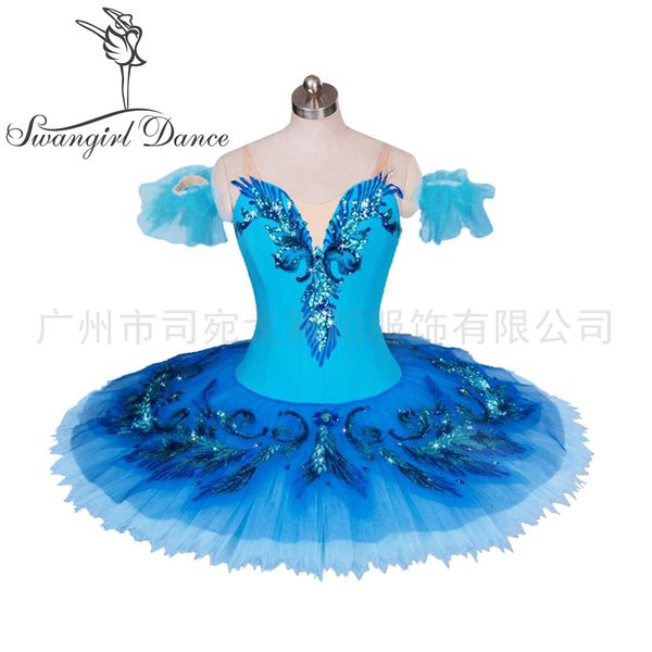 

blue bird variation tutu girls professional ballet tutus blue classical ballet stage costume for women pancake tutu skirtbt9027, Black;red