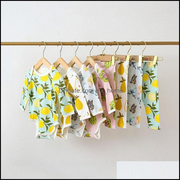 Roupas conjuntos de garotas meninos roupas roupas infantis de pera limão de borboleta impressão de flor tops e 2pcs/set summe mxhome dhhrm