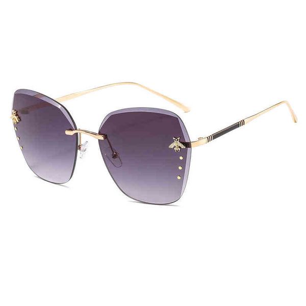 

new frameless women's sunglasses little tricolor same ocean brand designer luxury fashion sun glasses, White;black