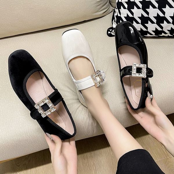 

luxury flat loafers fashion style mary female dating ballet shoes 220613, Black