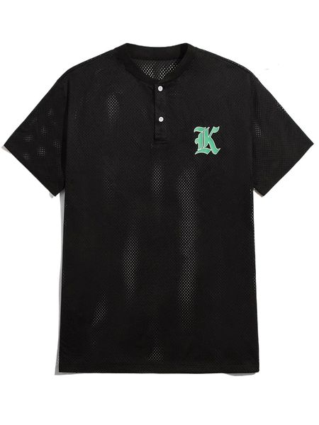 

men letter graphic mesh polo shirt m2q0#, White;black