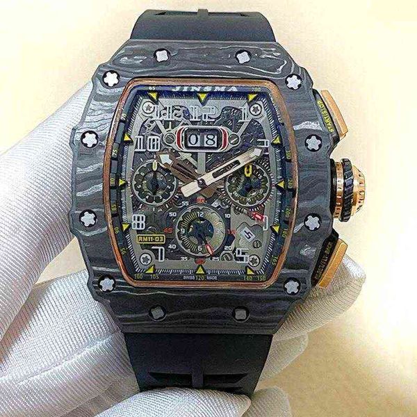

richa red devil carbon fiber watch men's wine barrel transparent mill net same mechanical millr rm056, Slivery;black