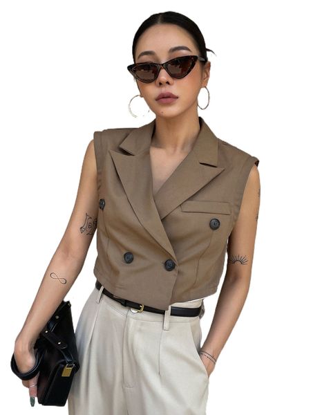 

dazy double breasted vest blazer 14v2#, White