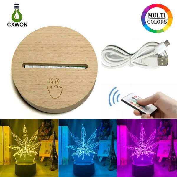 Высокое качество RGB 3D LED Illusion Night Lights From Wood Lamp Base Настольная лампа MULTICOLOR HOME декоративный USB-свет