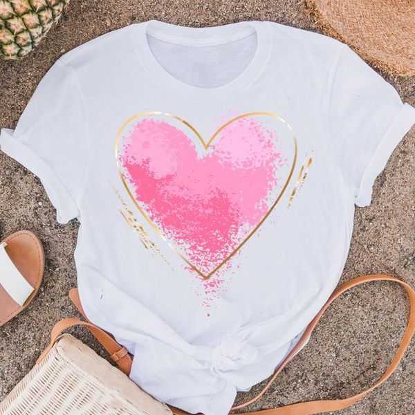 

women t-shirts love t shirt heart trend lovely 90s clothes fashion casual female lady short sleeve tee graphic top, White