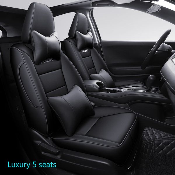 Capas de assento de carro personalizadas para Honda Vezel XRV HRV Automóveis Almofada de assento de proteção à prova d'água Acessórios de decoração de interiores Conjunto completo - Couro sintético