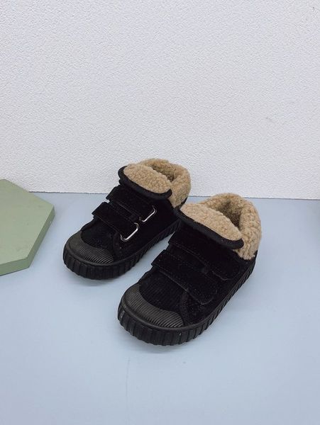 

boys hook-and-loop fastener strap high fuzzy skate shoes she, Black