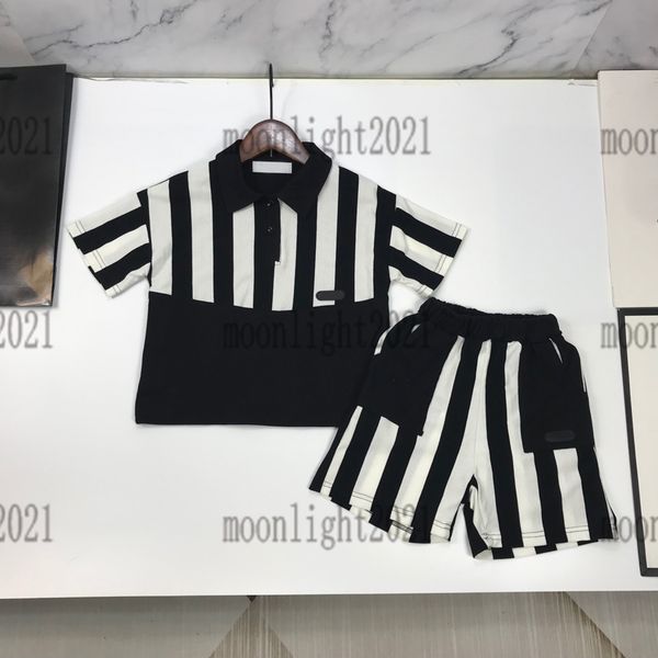 

2022ss boys stripe polo sets summer designer boy white s t-shirts short t shirts shorts suit cotton shortsleeved t-shirt beach jeans short-p