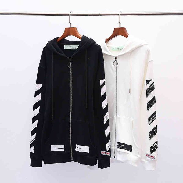 

chaopai arrow pattern cardigan zipper hooded sweater et men's and women's batch2022 %off luxury brand fashion design versatile swe, Black