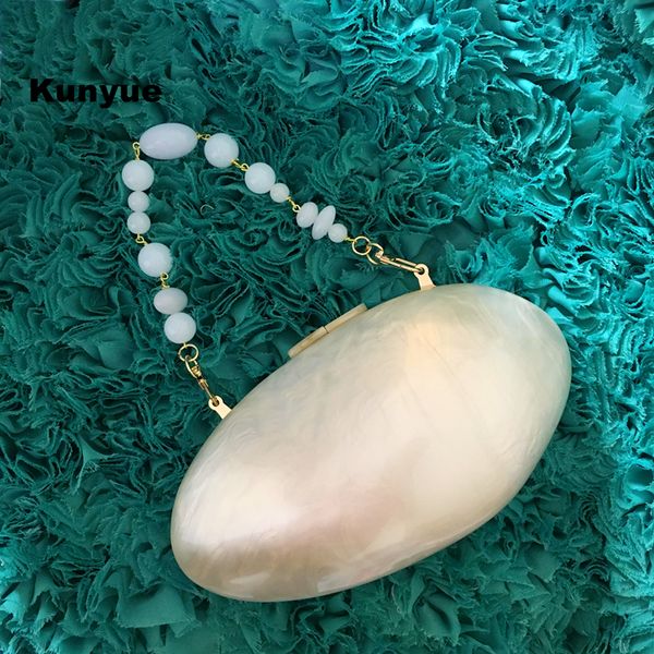

brand wallet stylish women pearl acrylic evening bag designer solid shell wedding party clutch purse dress banquet chain handbag 220527